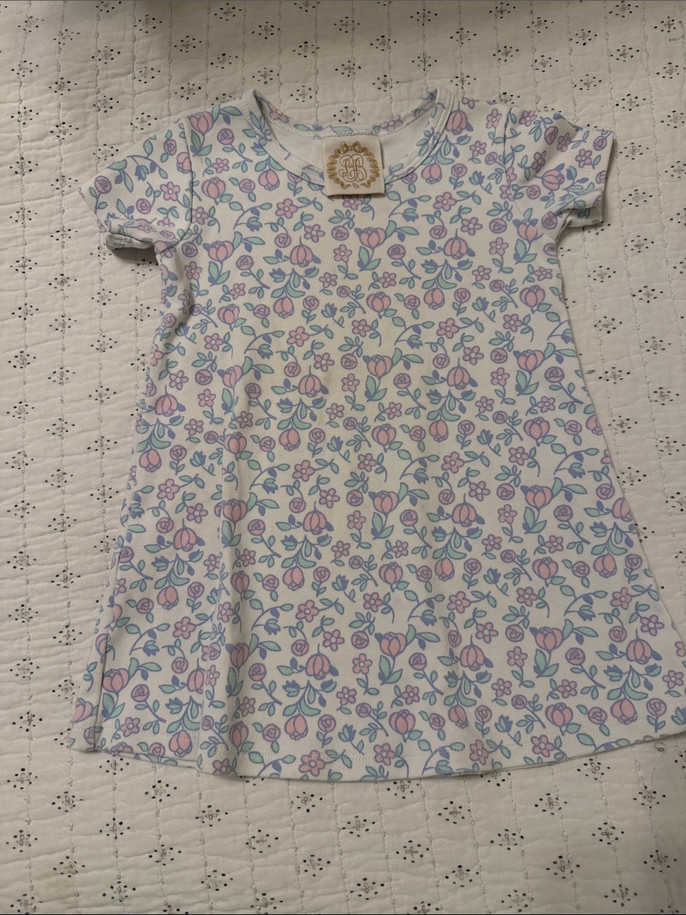 The Beaufort Bonnet Company Pastel Floral Tee Dress - Pink & Blue